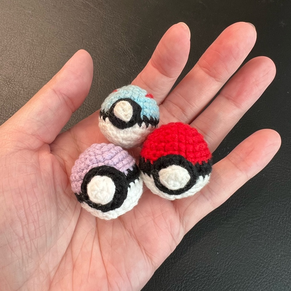 Crochet Pokemon pokeball sets, Gift for kids